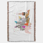 動物の交流 – かわいい動物たちと一緒にパーティー スローブランケット (正面縦)