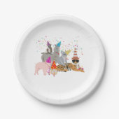 動物の交流 – かわいい動物たちと一緒にパーティー ペーパープレート (正面)