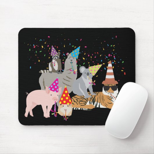 動物の交流 – かわいい動物たちと一緒にパーティー マウスパッド (マウス)