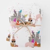 動物の交流 – かわいい動物たちと一緒にパーティー ラッピングペーパーシート (インサイチュ)