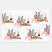 動物の交流 – かわいい動物たちと一緒にパーティー ラッピングペーパーシート (正面)