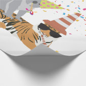 動物の交流 – かわいい動物たちと一緒にパーティー ラッピングペーパー (角)