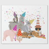 動物の交流 – かわいい動物たちと一緒にパーティー ラッピングペーパー (フラット)