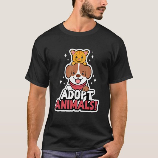 動物の保護 動物愛護 猫 犬 保護施設 Tシャツ (正面)