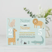 動物の共有バースデーパーティー動物園ボーイガール 招待状 (スタンド正面)