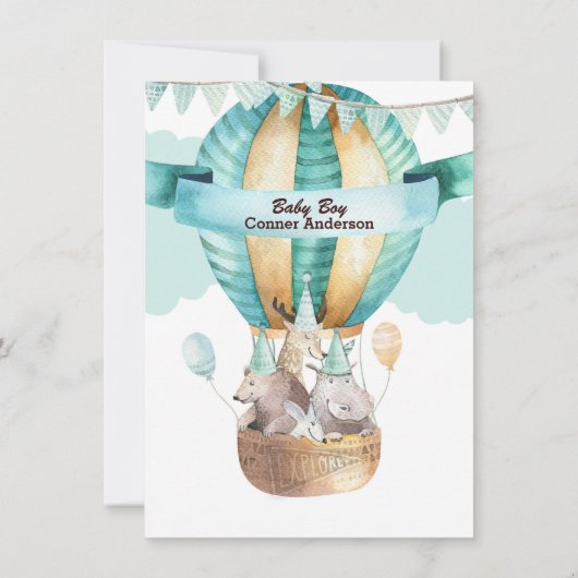 動物の冒険が赤ちゃんのシャワーゲームを楽しみたい 招待状 (裏面)