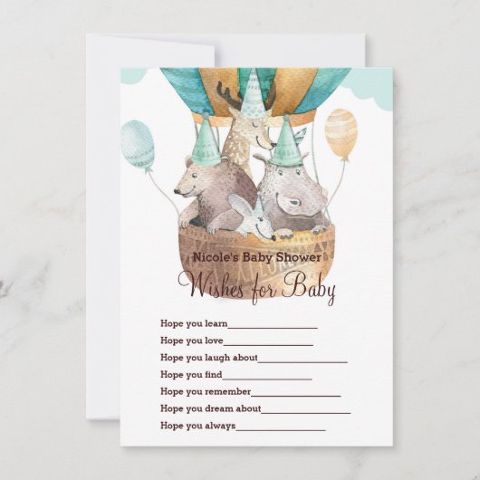 動物の冒険が赤ちゃんのシャワーゲームを楽しみたい 招待状 (正面)