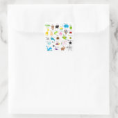 動物の写真と文字を持つアルファベット スクエアシール (バッグ)