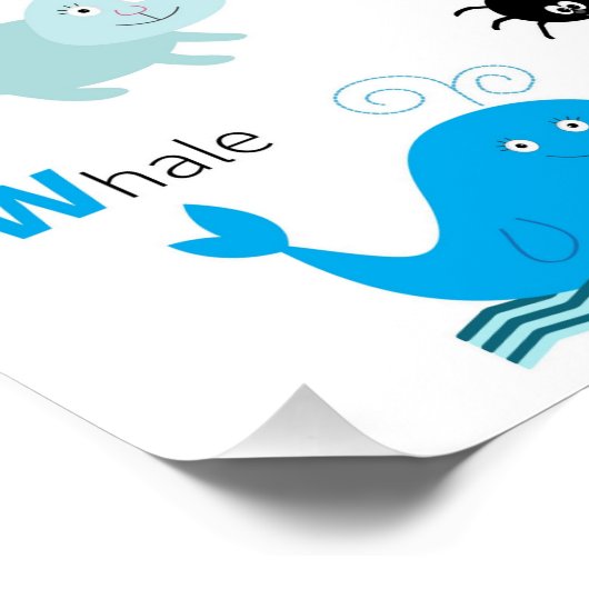 動物の写真と文字を持つアルファベット ポスター (コーナー)