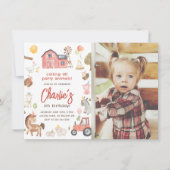 動物の写真を使った誕生日パーティーの招待状 招待状 (正面)