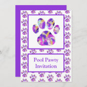 動物の前紫色のシルエットプールポーティパープル 招待状 (正面/裏面)