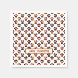 動物の前足シルエットサンクスギビングポーティホワイト スタンダードカクテルナプキン