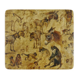 動物の勉強：ロバ、サル、猫と犬 カッティングボード