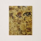 動物の勉強：ロバ、サル、猫と犬 ジグソーパズル (縦)