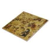 動物の勉強：ロバ、サル、猫と犬 タイル (側面)