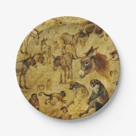 動物の勉強：ロバ、サル、猫と犬 ペーパープレート