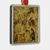 動物の勉強：ロバ、サル、猫と犬 メタルオーナメント (右)