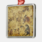 動物の勉強：ロバ、サル、猫と犬 メタルオーナメント (左)