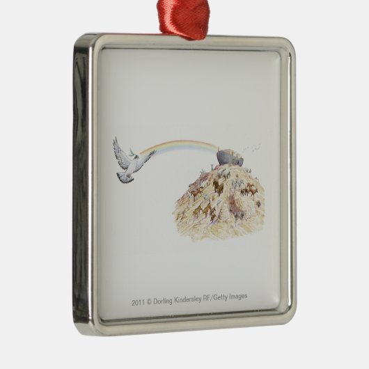 動物の去ることのノアの箱舟のイラストレーション メタルオーナメント (右)