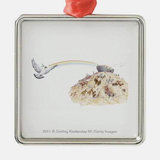 動物の去ることのノアの箱舟のイラストレーション メタルオーナメント (正面)