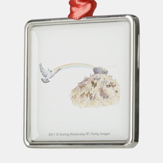 動物の去ることのノアの箱舟のイラストレーション メタルオーナメント (左)