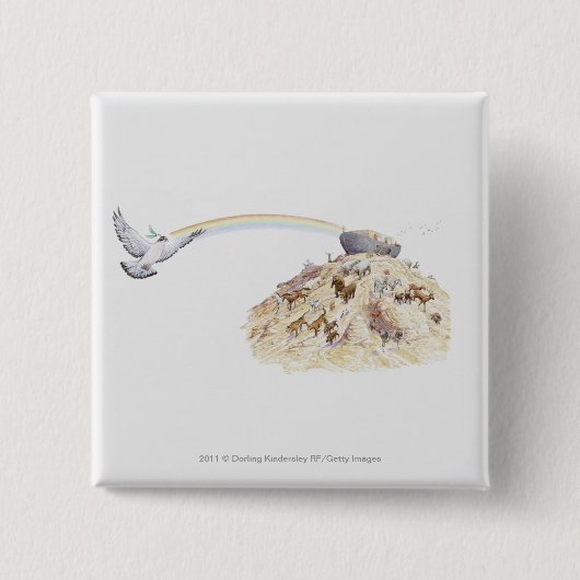 動物の去ることのノアの箱舟のイラストレーション 缶バッジ (正面)