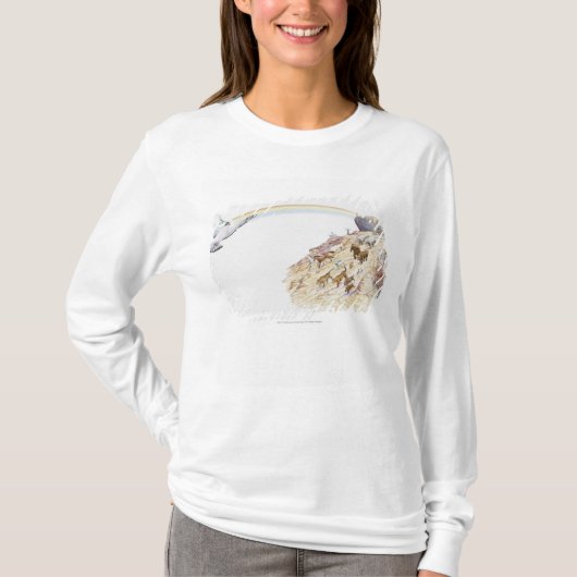 動物の去ることのノアの箱舟のイラストレーション Tシャツ (正面)