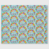 動物の友だち誕生日バルーン子の名前を追加 ラッピングペーパー (フラット)