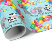 動物の友だち誕生日バルーン子の名前を追加 ラッピングペーパー (ロールコーナー)