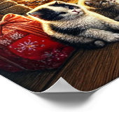 動物の友人とサンタクロース ポスター (角)