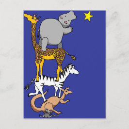 動物の友人と星 ポストカード