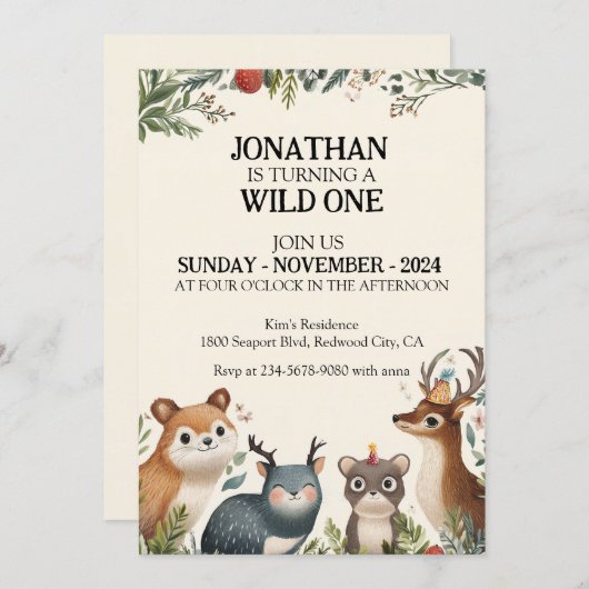 動物の友人 招待状 (正面/裏面)