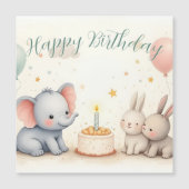 動物の友達と可愛い誕生日グリーティング (正面)