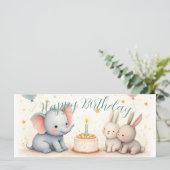 動物の友達と可愛い誕生日グリーティング (スタンド正面)
