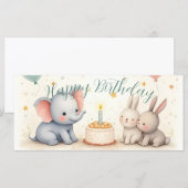 動物の友達と可愛い誕生日グリーティング (正面/裏面)