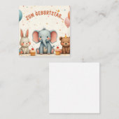 動物の友達と楽しむ誕生日 ノートカード (正面/裏面)