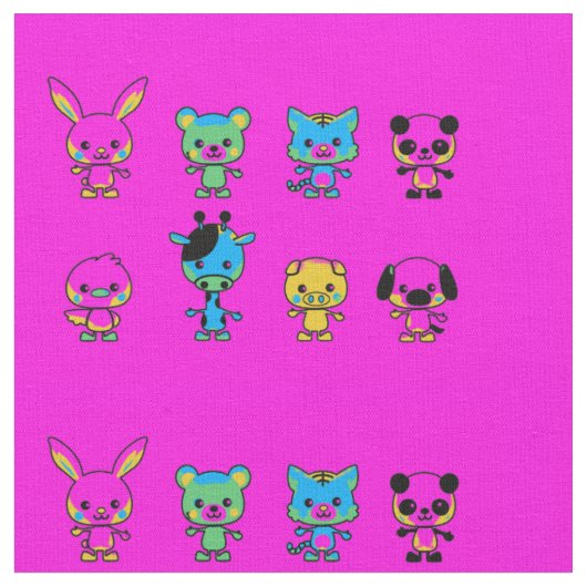 動物の友達のアートワーク ファブリック (クローズアップ)