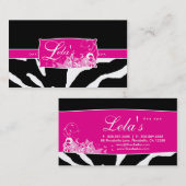 動物の名刺のシマウマのネイルサロンのピンク 名刺 (正面/裏面)