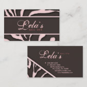 動物の名刺のシマウマのネイルサロンの明るいピンク 名刺 (正面/裏面)