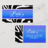 動物の名刺のシマウマのネイルサロンの青い紫色 名刺 (正面/裏面)