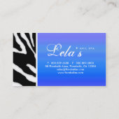 動物の名刺のシマウマのネイルサロンの青い紫色 名刺 (裏面)