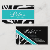 動物の名刺のシマウマのネイルサロンの青の角度 名刺 (正面/裏面)