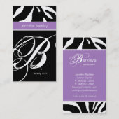 動物の名刺のシマウマの美容院の紫色 名刺 (正面/裏面)