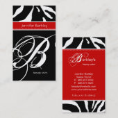 動物の名刺のシマウマの美容院の赤 名刺 (正面/裏面)