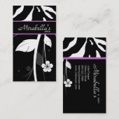 動物の名刺のシマウマの花の黒い紫色 名刺 (正面/裏面)