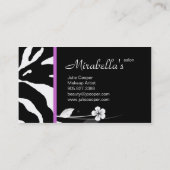 動物の名刺のシマウマの花の黒い紫色 名刺 (裏面)