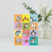 動物の名前と動物の写真 ポストカード (スタンド正面)