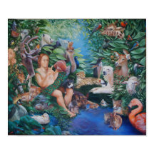 動物の名前を付けるアダムとイブのプリント