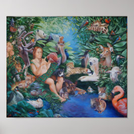 動物の名前を付けるアダムとイブのプリント ポスター