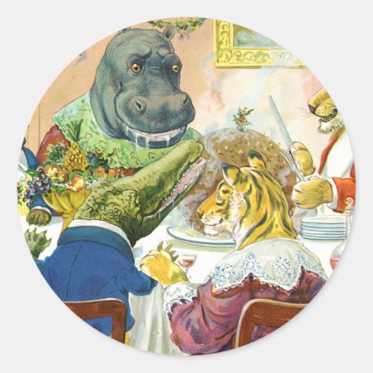 動物の国でのクリスマスバンケット ラウンドシール (正面)